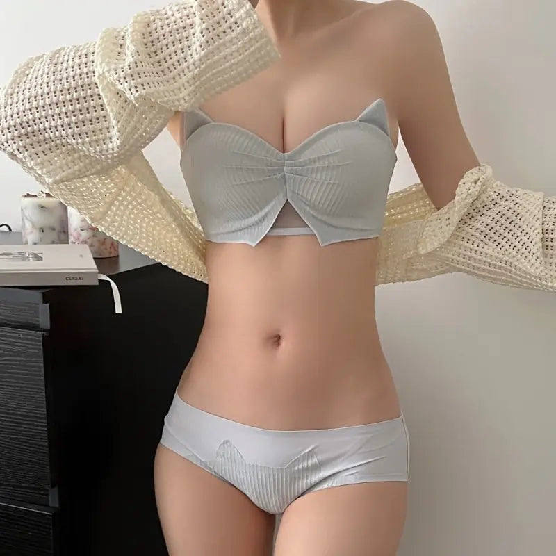 Strapless Lace Bra Set for Comfort and Support - Lingerie