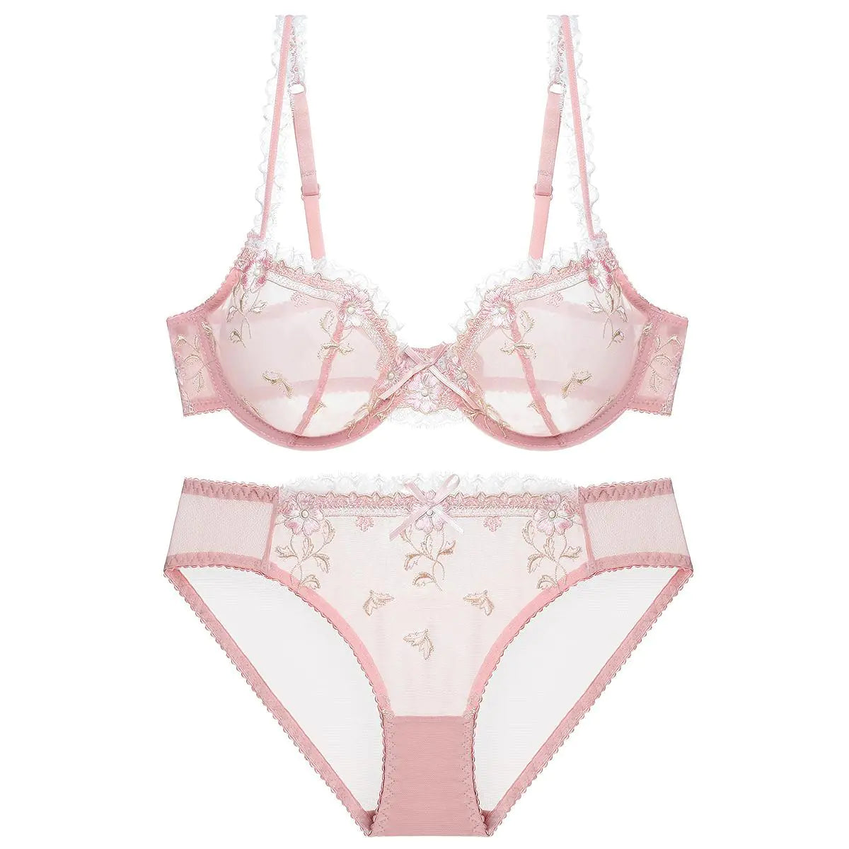 Exquisite Pink Lace Bra - Ultra-thin Large Size - Lingerie