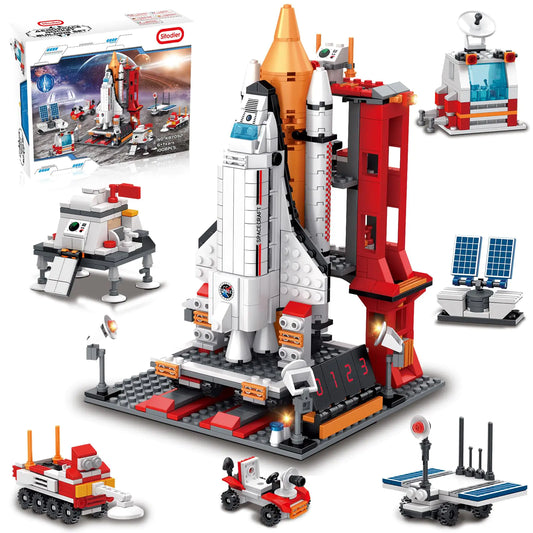 Sitodier Space Exploration Shuttle Toys for 8-12 and 8-14 Years Boys Kids 1008pcs 7 Models Aerospace Building Set with Heavy Transport Rocket and Launcher Educational Construction Toy - US seller