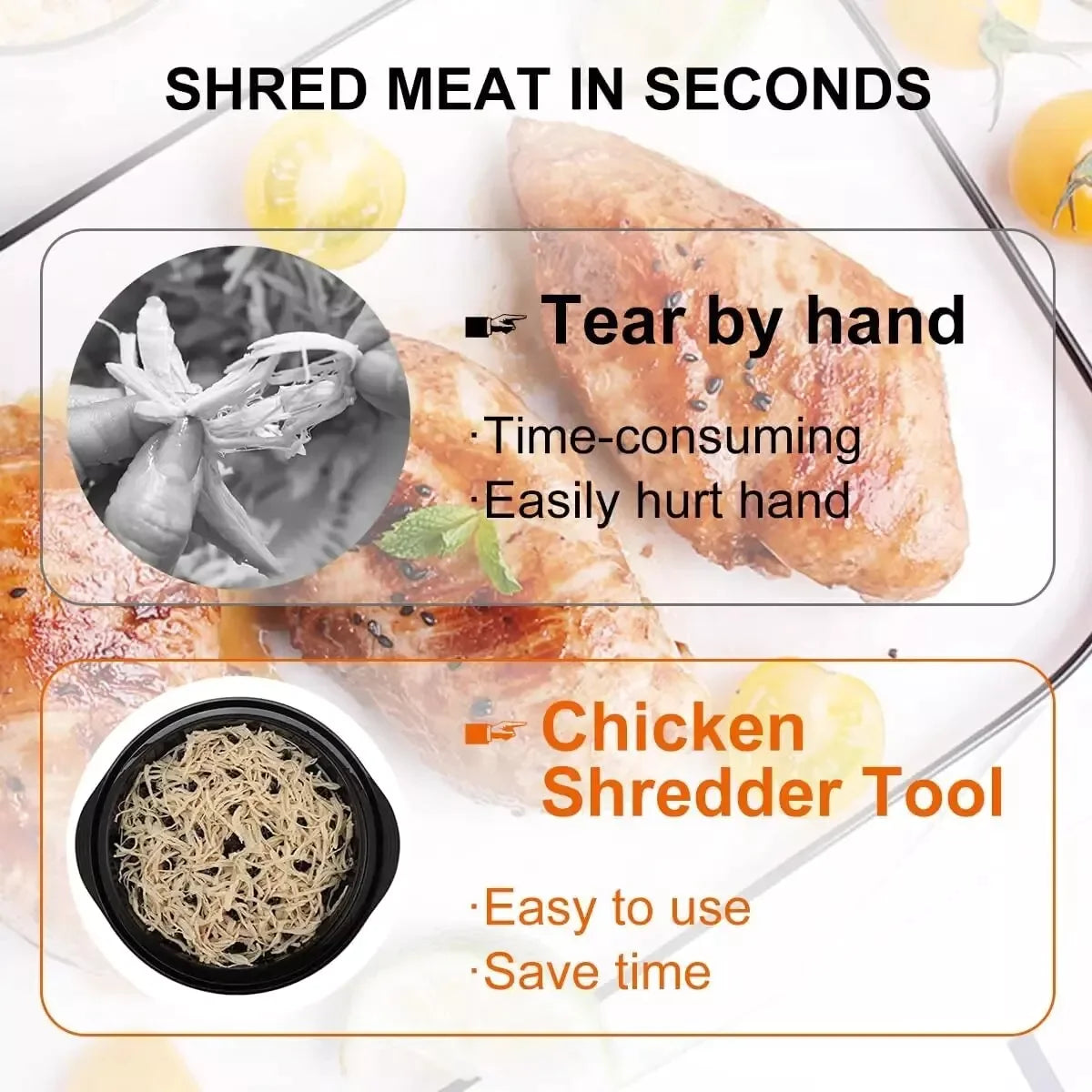 Large Chicken Shredder Tool Twist Meat Shredding Grinder Handles Non-Slip No BPA