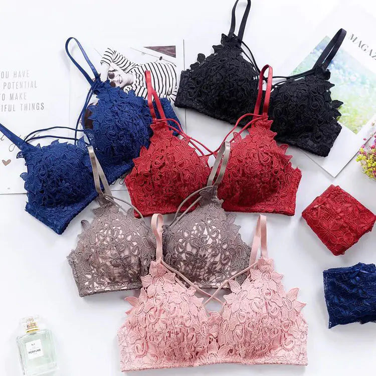 Quality Lace Wireless Push-Up Triangle Bra for Girls - Lingerie