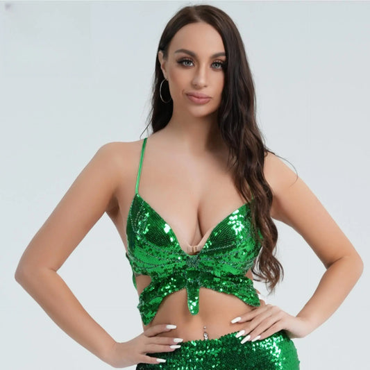 Sequined Butterfly Bra Top - Lingerie