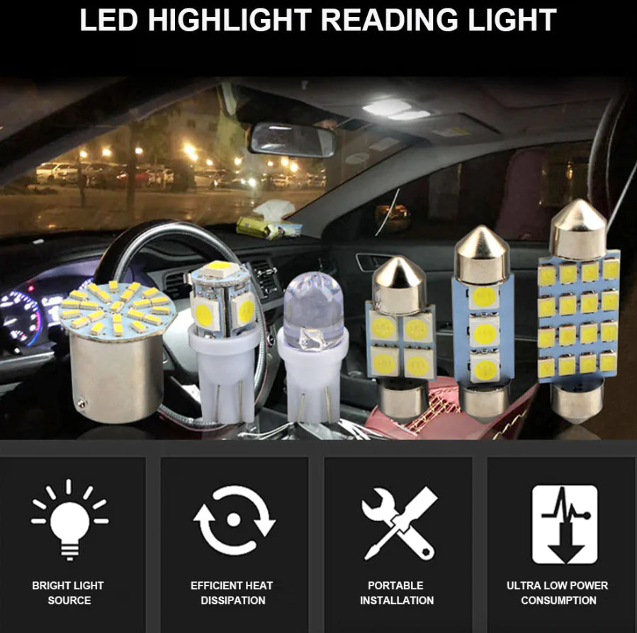 28pcs Car Interior White Combo LED Map Dome Door Trunk License Plate Light Bulbs