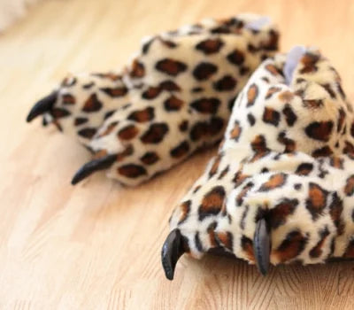 Cotton Slippers with Cat Paw Design and Fluffy Texture- 888