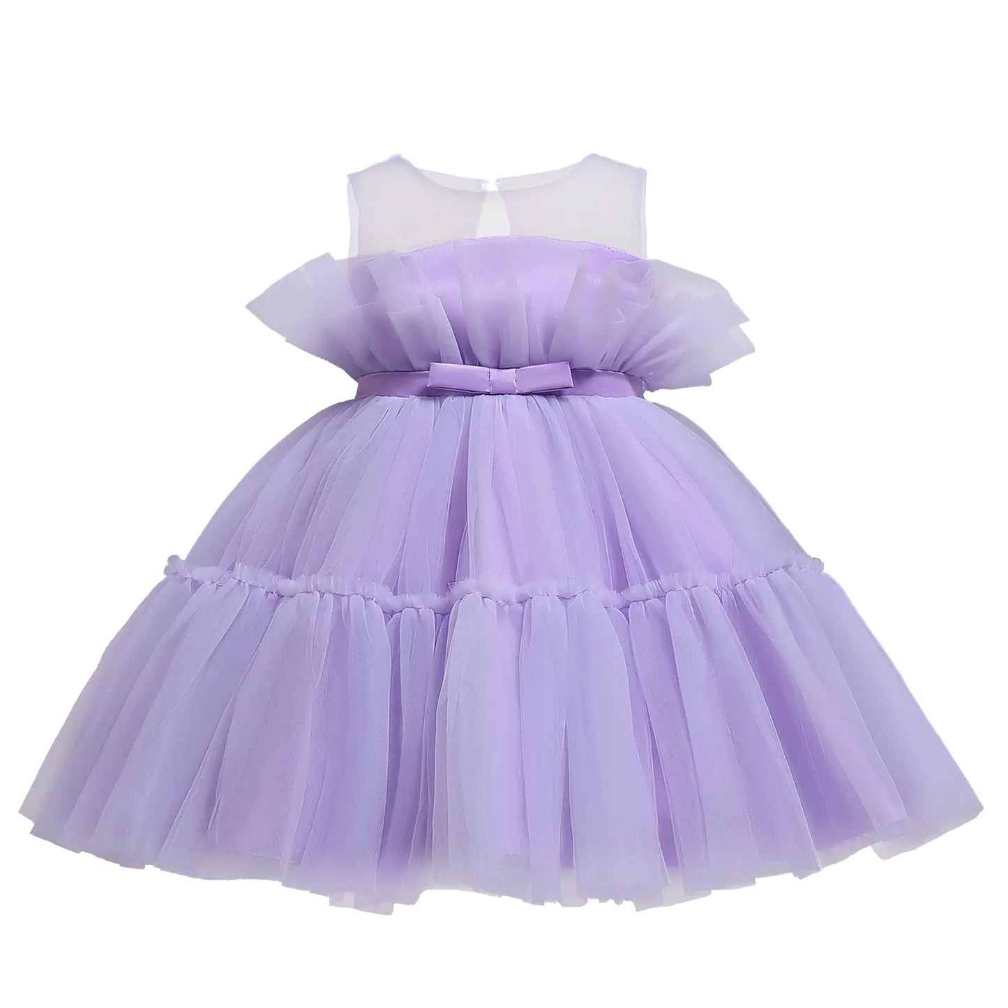 Korean Style Mesh Princess Dress with Bow Tutu Skirt - 888