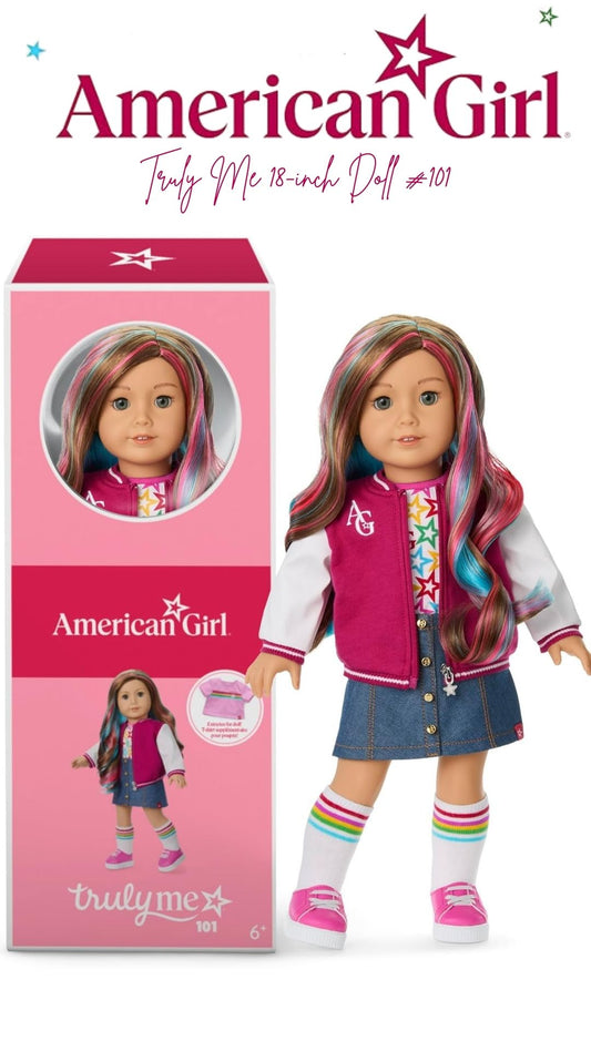 American Girl, Truly Me 18-inch Doll #101 with Gray Eyes, Wavy Caramel Hair, Light-to-Medium Skin, for Ages 6+