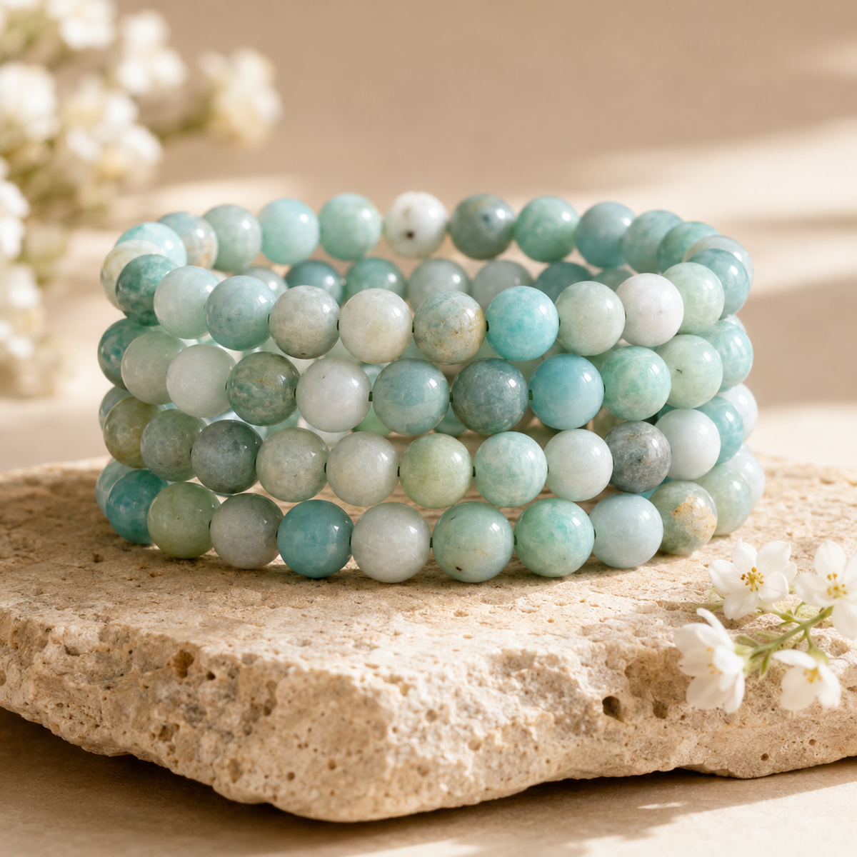 Amazonite Bead Bracelet | Matte Amazonite Bracelet (Alignment Of Chakra and Trust)