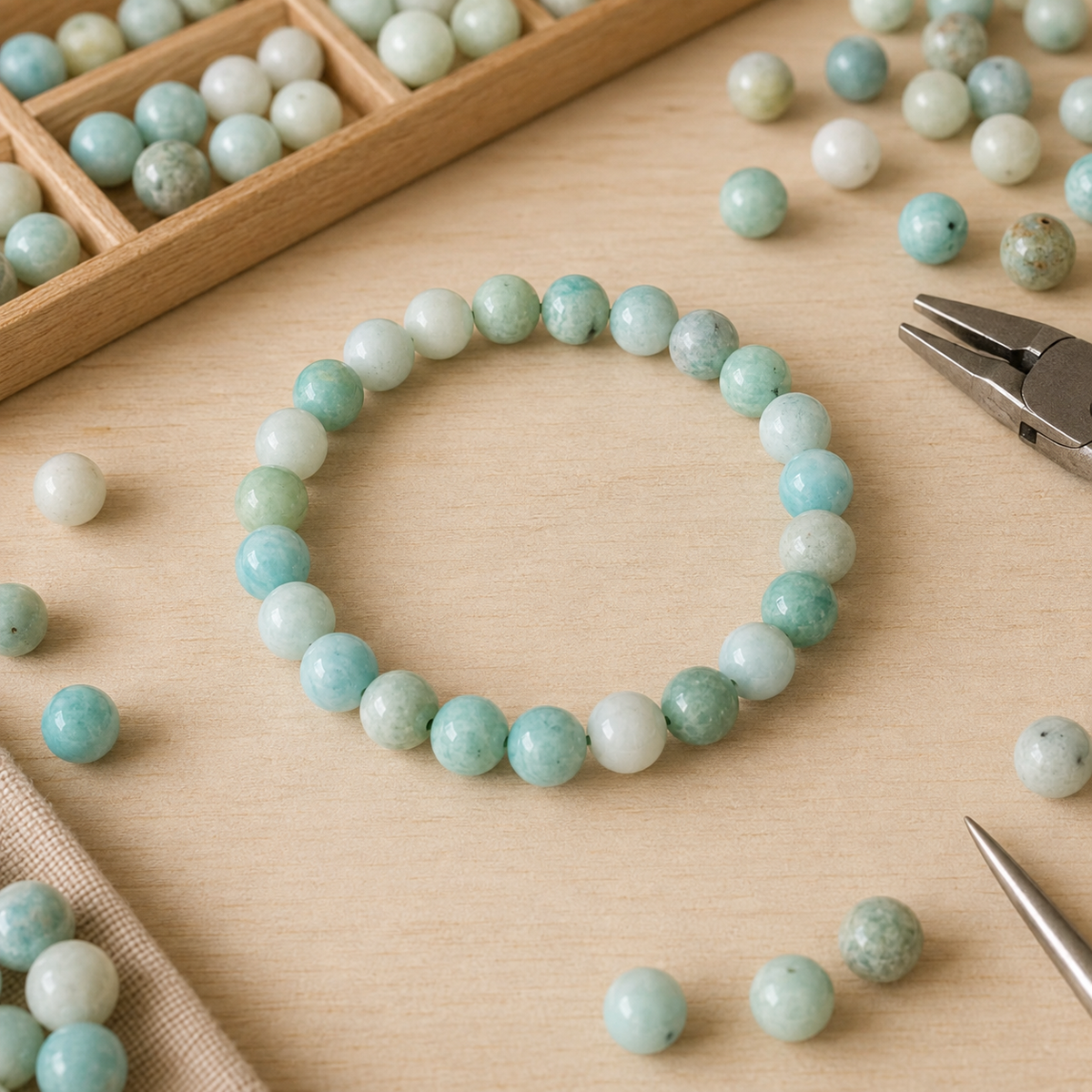 Amazonite Bead Bracelet | Matte Amazonite Bracelet (Alignment Of Chakra and Trust)
