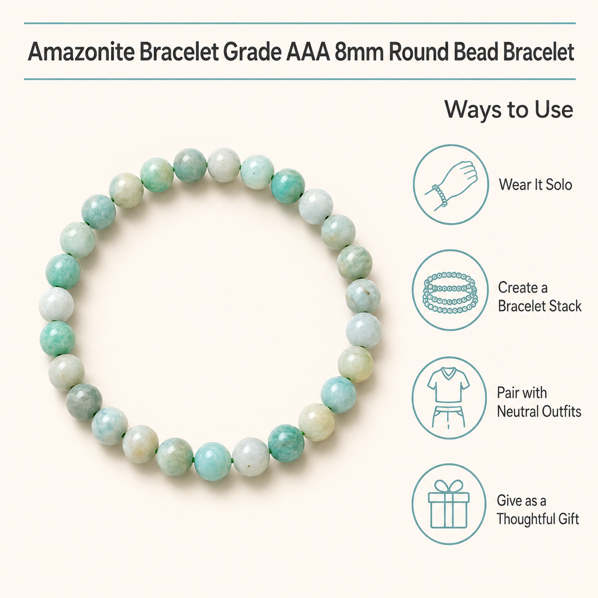 Amazonite Bead Bracelet | Matte Amazonite Bracelet (Alignment Of Chakra and Trust)