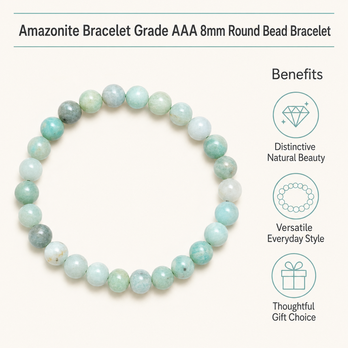 Amazonite Bead Bracelet | Matte Amazonite Bracelet (Alignment Of Chakra and Trust)