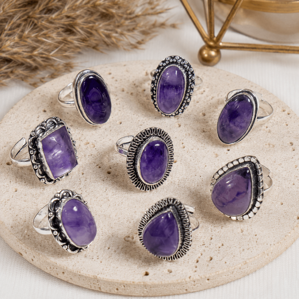 Amethyst  Rings – Gemstone rings Natural Crystal Healing Jewelry Collection