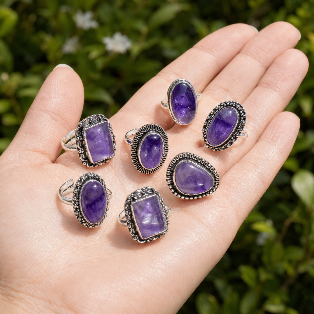 Amethyst  Rings – Gemstone rings Natural Crystal Healing Jewelry Collection