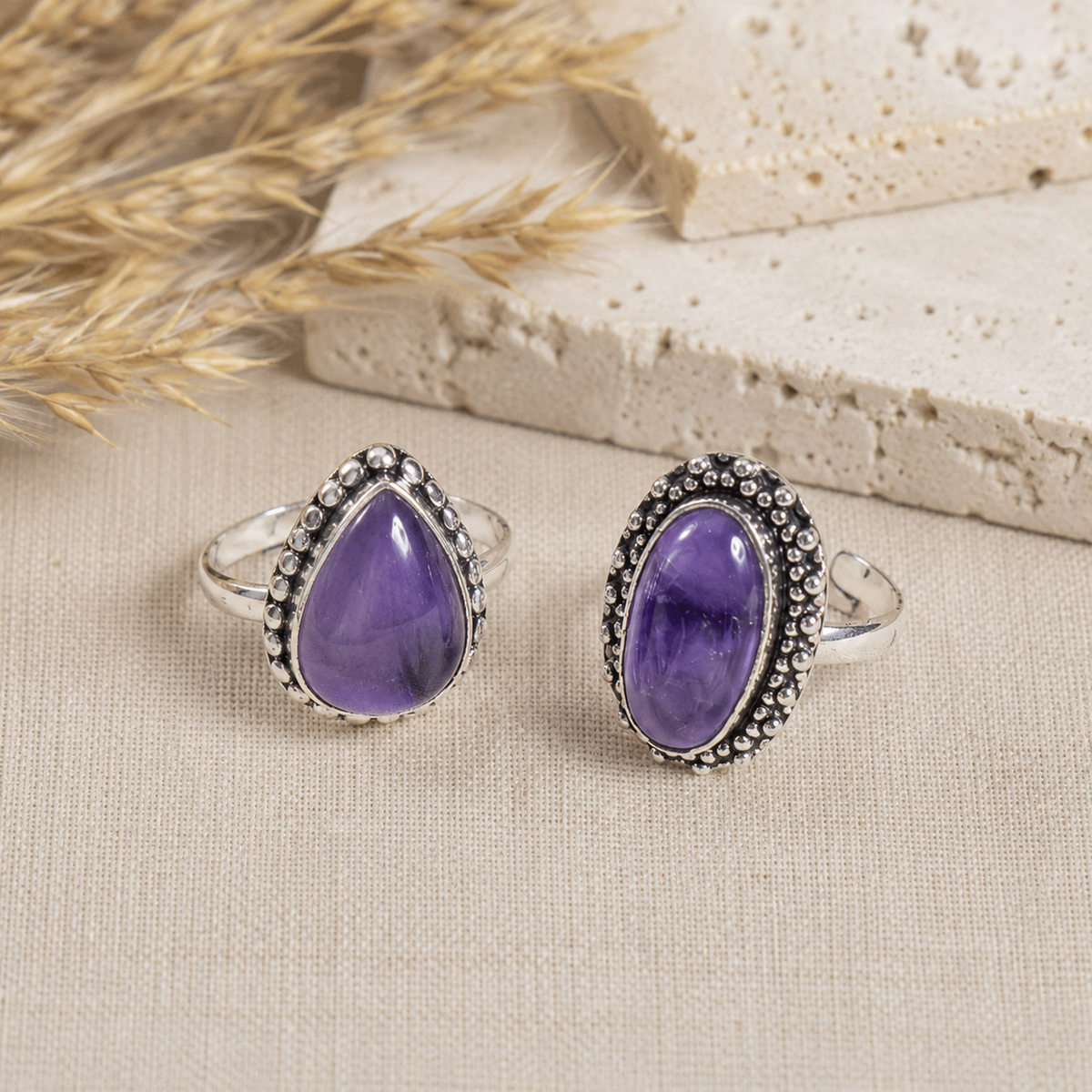 Amethyst  Rings – Gemstone rings Natural Crystal Healing Jewelry Collection