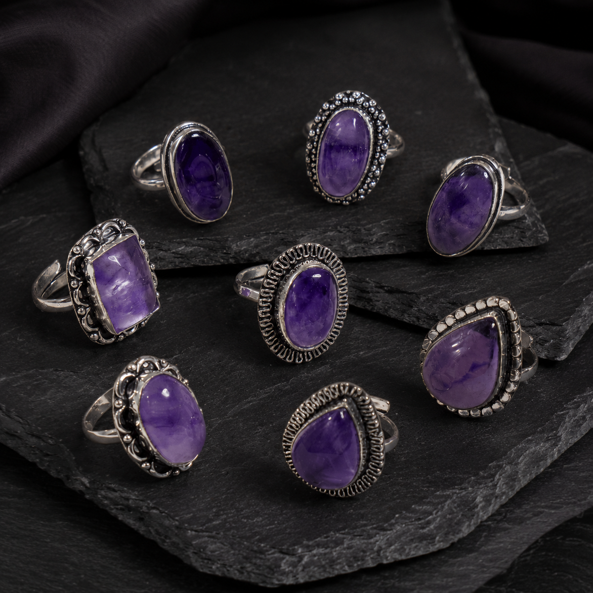 Amethyst  Rings – Gemstone rings Natural Crystal Healing Jewelry Collection
