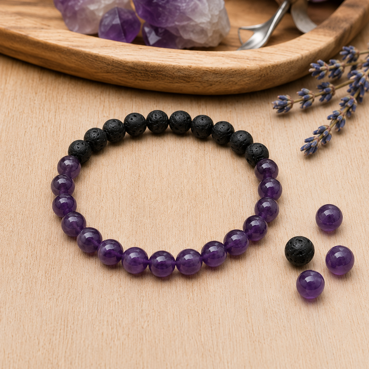 Amethyst Diffuser Bracelet, Lava Diffuser Jewelry, Aromatherapy, Essential Oil Bracelet, Spiritual Gift, Yoga Gift for Her