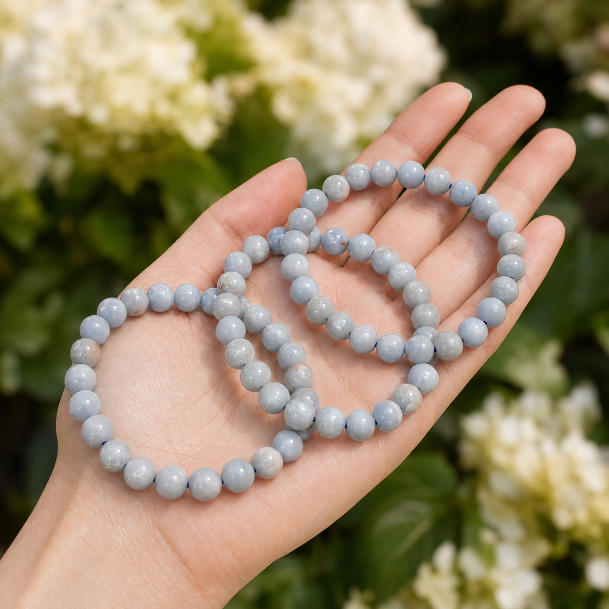 Angelite Bracelet | Angelite Crystal Bracelet (Expanded Awareness, Calming And Patience)