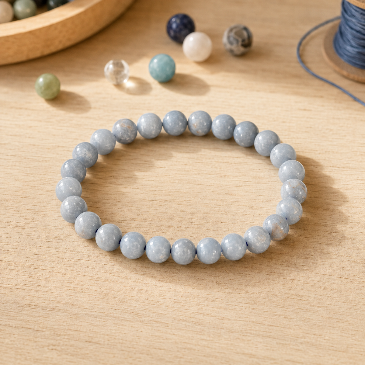 Angelite Bracelet | Angelite Crystal Bracelet (Expanded Awareness, Calming And Patience)