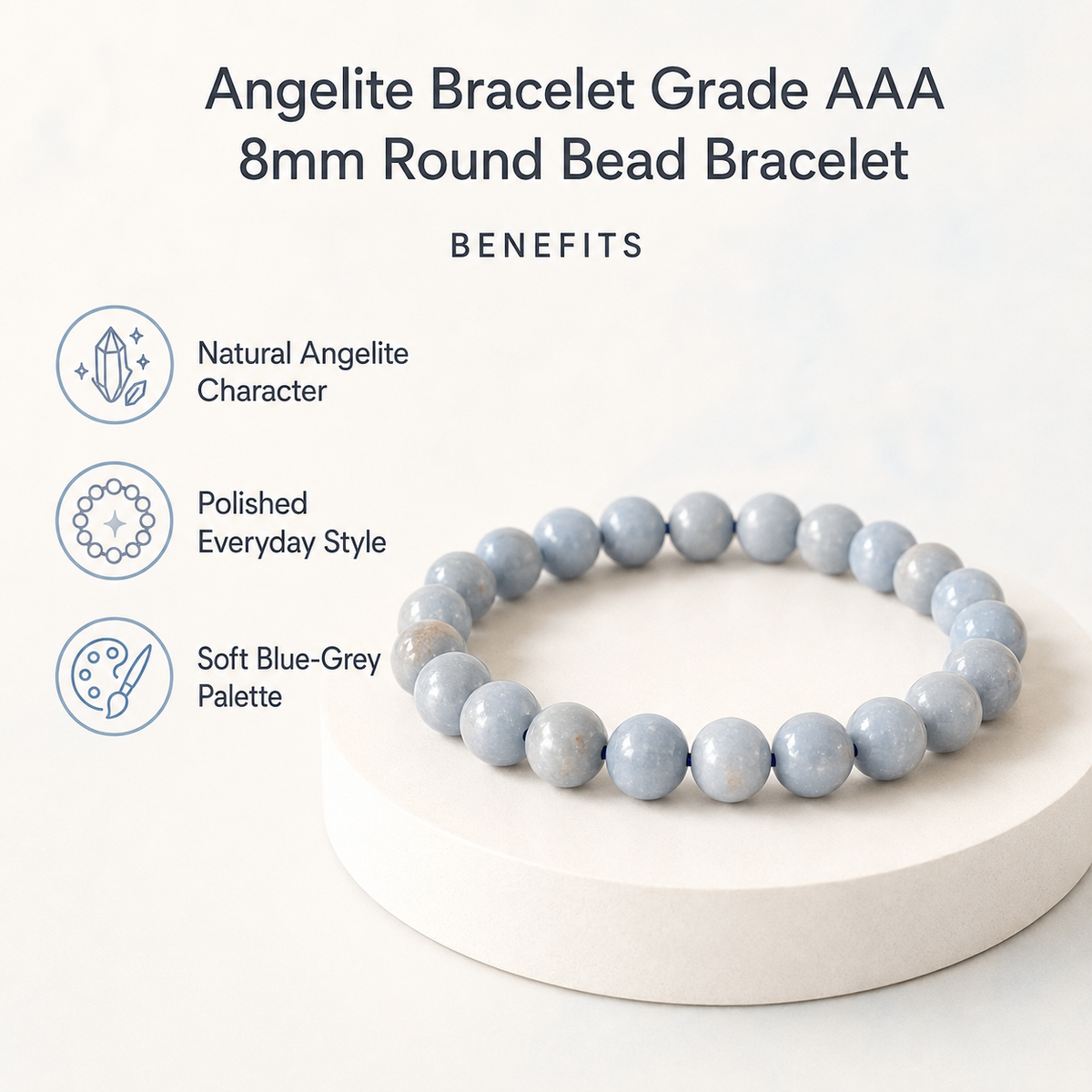Angelite Bracelet | Angelite Crystal Bracelet (Expanded Awareness, Calming And Patience)