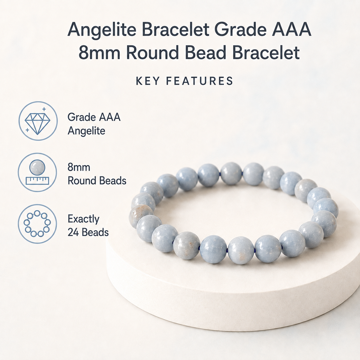 Angelite Bracelet | Angelite Crystal Bracelet (Expanded Awareness, Calming And Patience)