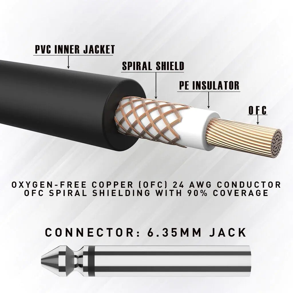 2 PACK 10FT Electric Patch Cord Guitar Amplifier Amp Cable Right Angle 90 Degree