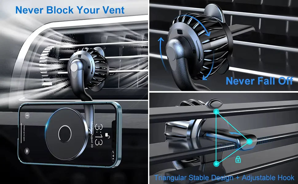 Strong Magnetic 360° Rotation Mag Safe Air Vent Car Mount Dashboard Phone Holder