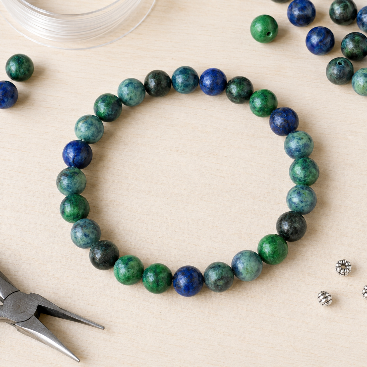 Azurite Malachite Bracelet(Insight and Self-Discipline).