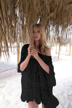 Lace Embroidered Beach Dress and Bikini Cover-Up - Lingerie
