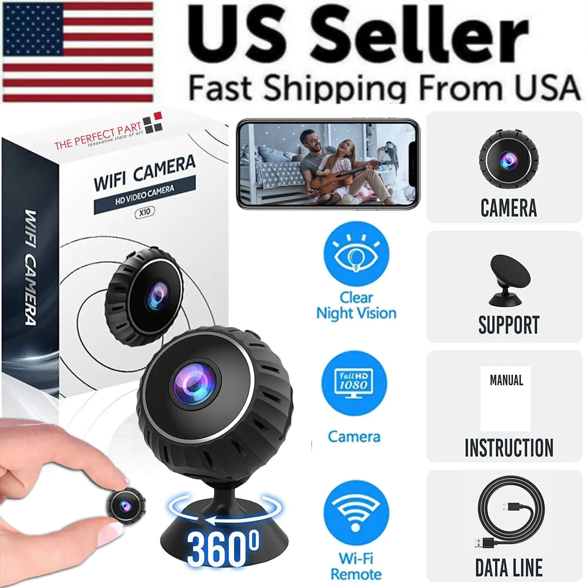 Mini Camera Wireless Cam WiFi Home Security HD 1080P DVR