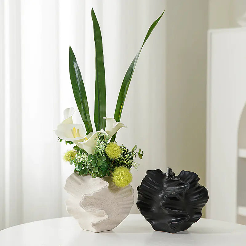 European White Ceramic Vase for Dried Flowers Decor