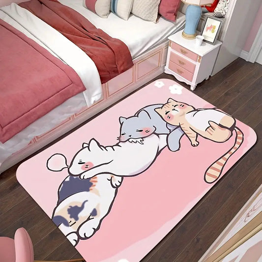 Kawaii Cartoon Cats Non-Slip Floor Mat for Home Decor