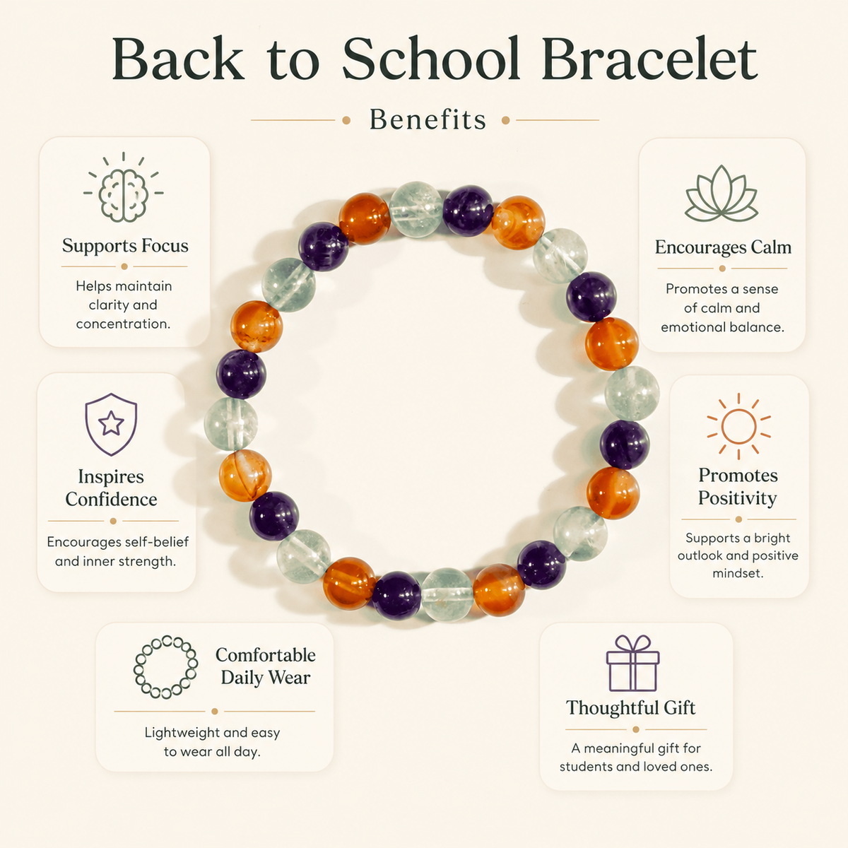 BACK TO SCHOOL Crystals Bracelet, Crystals for Student.