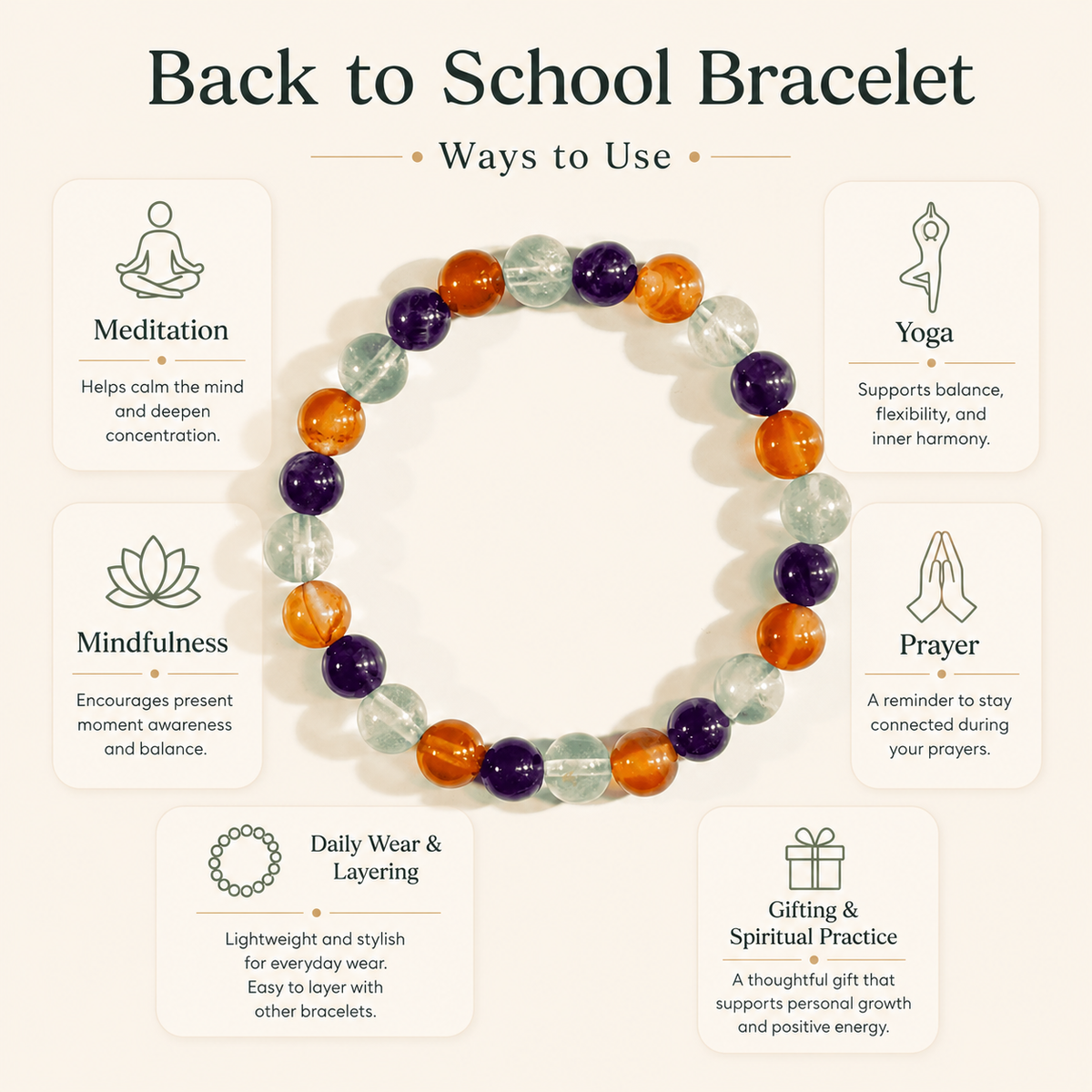 BACK TO SCHOOL Crystals Bracelet, Crystals for Student.