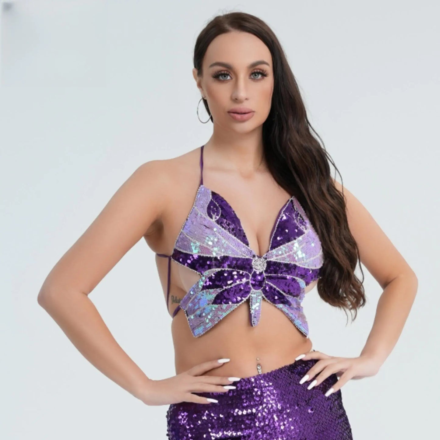 Sequined Butterfly Bra Top - Lingerie