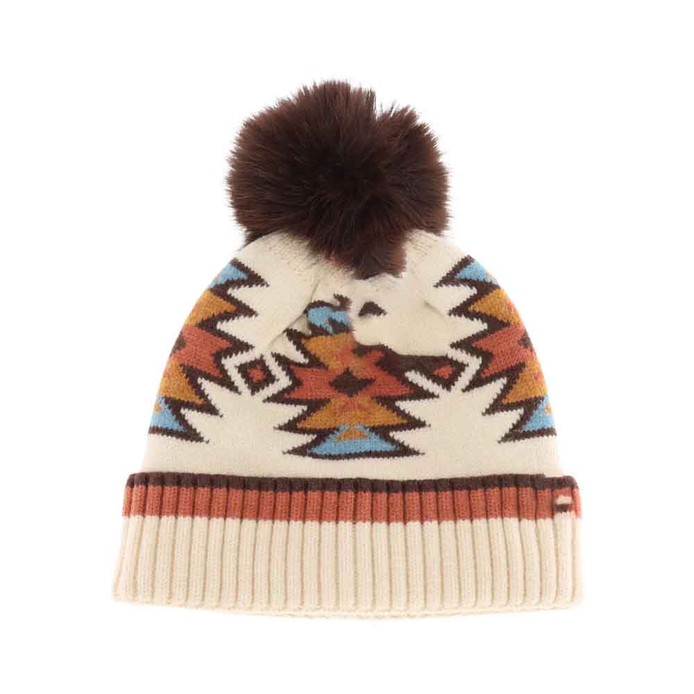 KIDS Southwestern Faux Fur Pom C.C Beanie