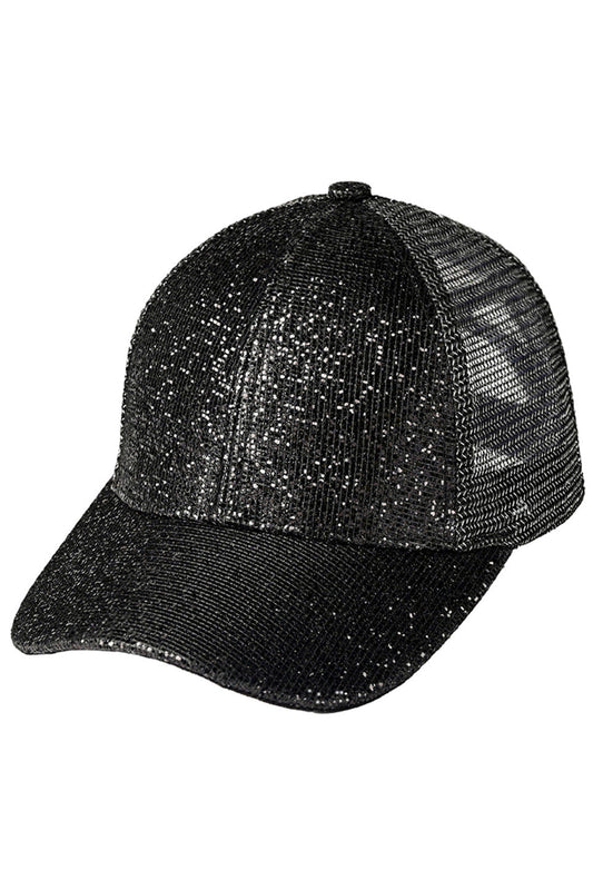 C.C Criss Cross Glitter Mesh Baseball Cap