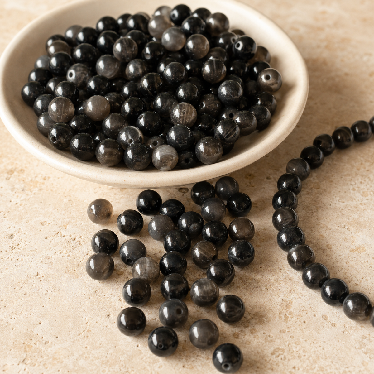 Black Obsidian Beads, Natural Round Crystal Beads 4mm to 14mm