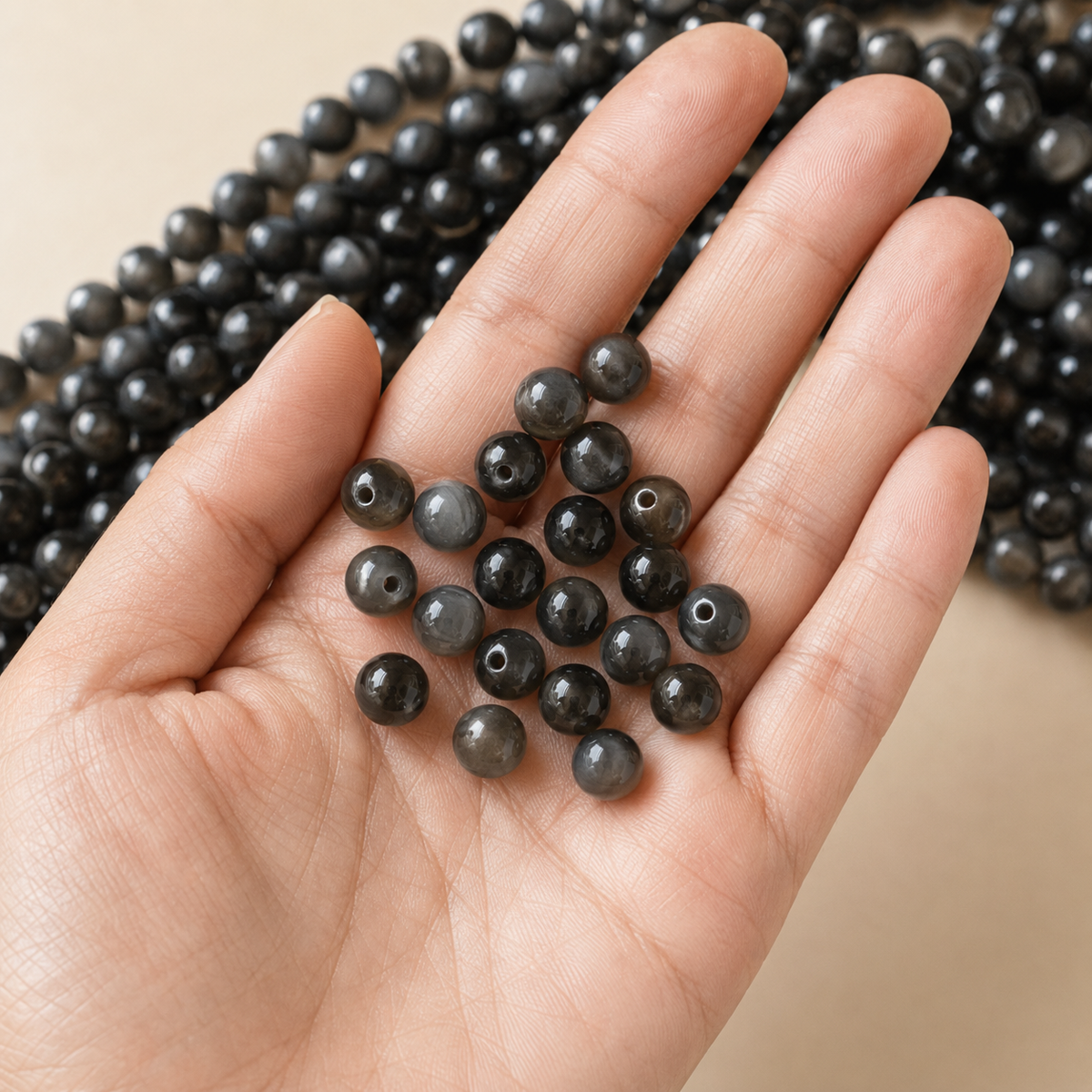 Black Obsidian Beads, Natural Round Crystal Beads 4mm to 14mm