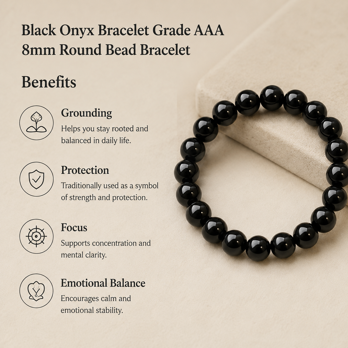 Black Onyx Bracelet | Vintage black onyx bracelet (Confidence and Knowledge)