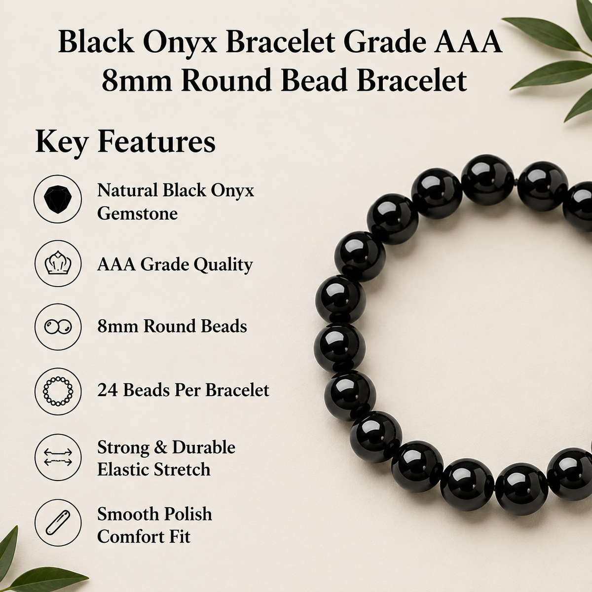 Black Onyx Bracelet | Vintage black onyx bracelet (Confidence and Knowledge)
