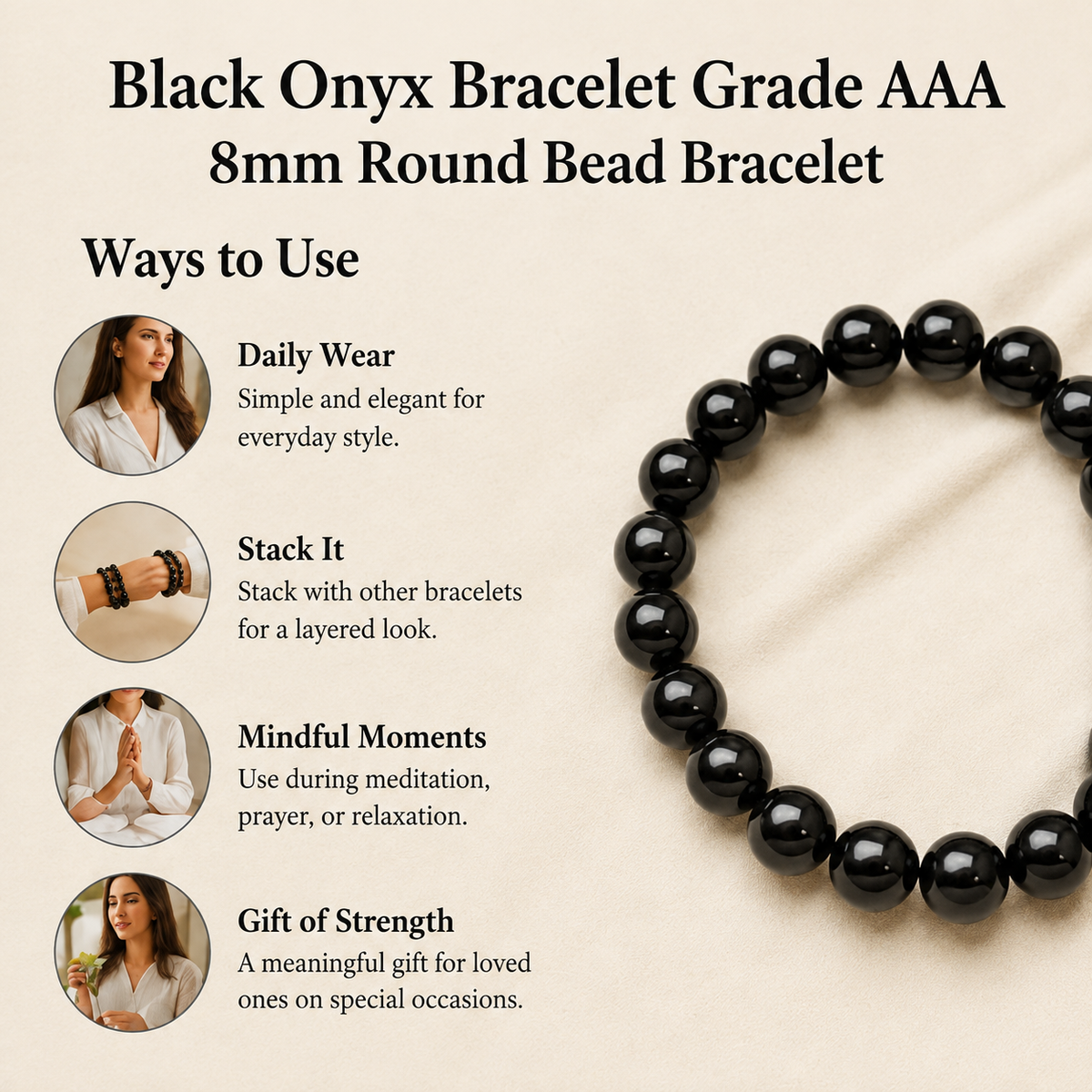 Black Onyx Bracelet | Vintage black onyx bracelet (Confidence and Knowledge)