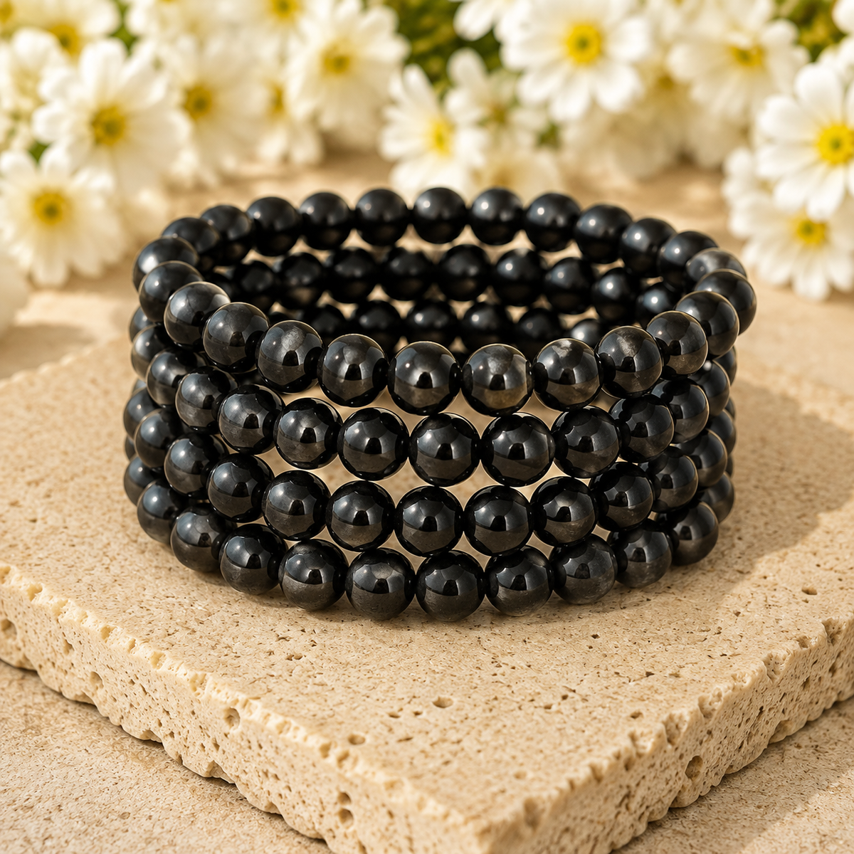 Black Shungite Bracelet (Cleansing and Elimination Toxins)
