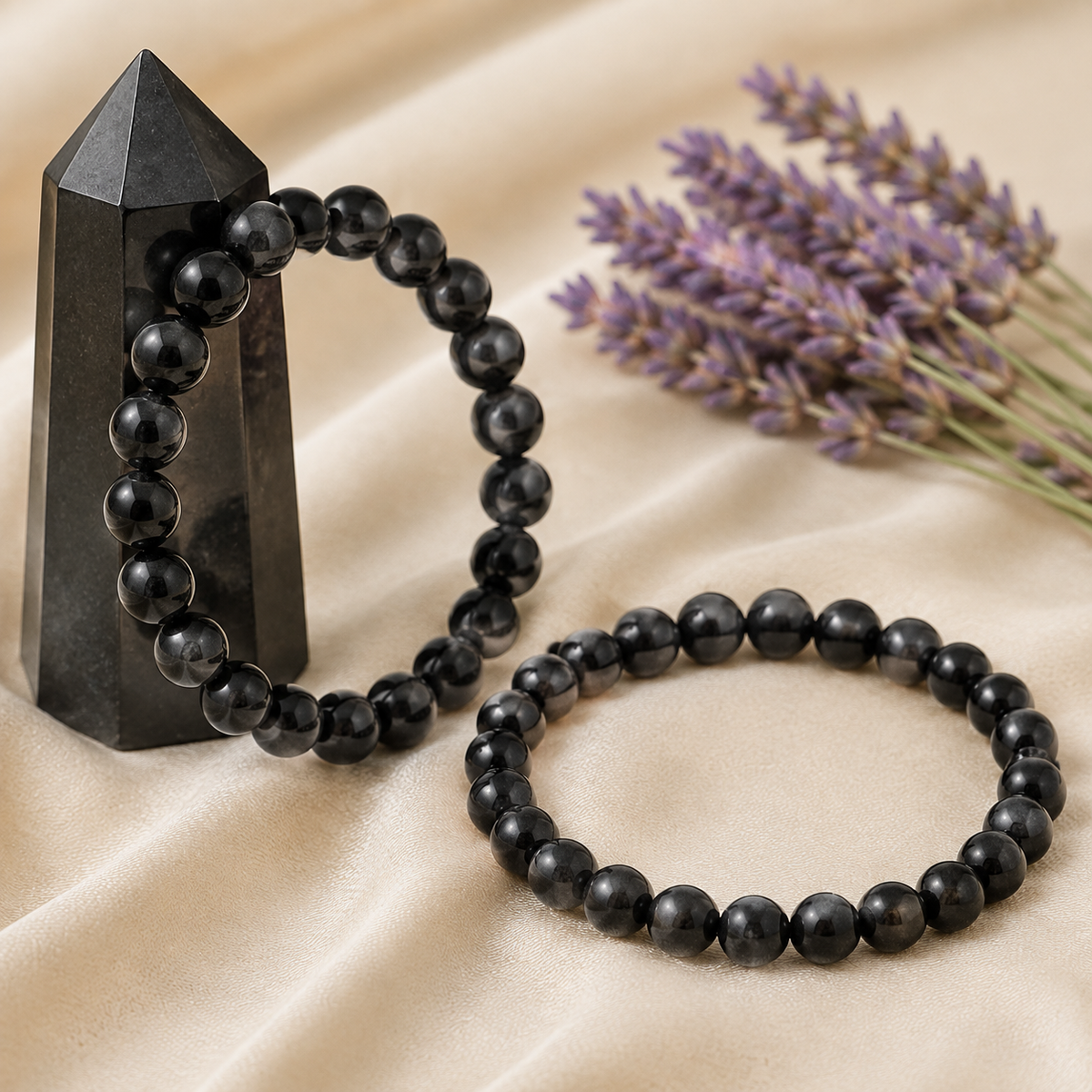 Black Shungite Bracelet (Cleansing and Elimination Toxins)