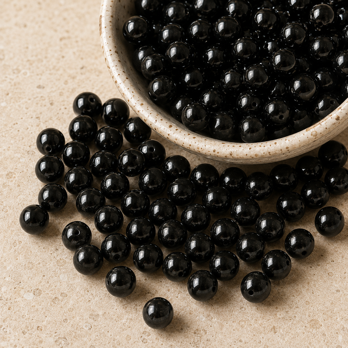 Black Tourmaline Beads, Natural Round Crystal Beads 4mm to 12mm