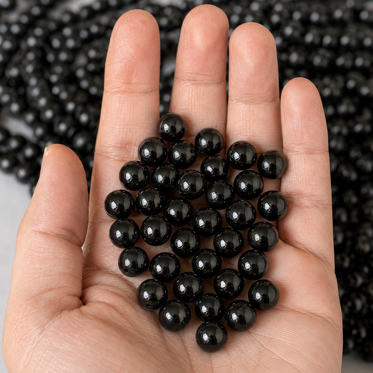 Black Tourmaline Beads, Natural Round Crystal Beads 4mm to 12mm