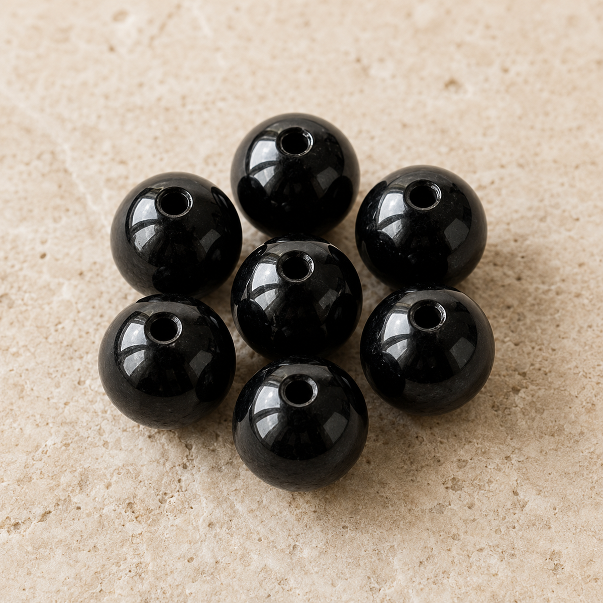 Black Tourmaline Beads, Natural Round Crystal Beads 4mm to 12mm