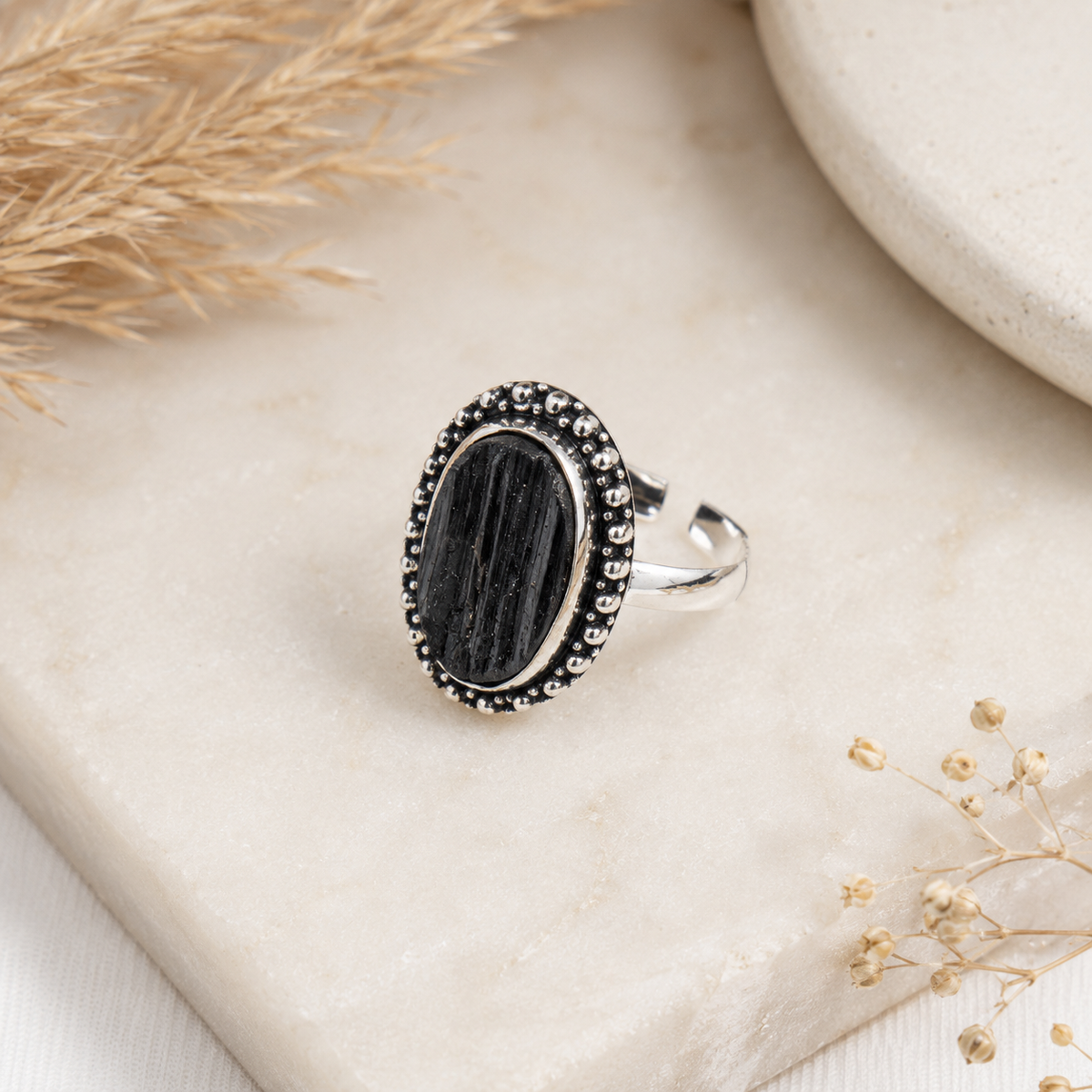 Black tourmaline rings – Gemstone rings Natural Crystal Healing Jewelry Collection