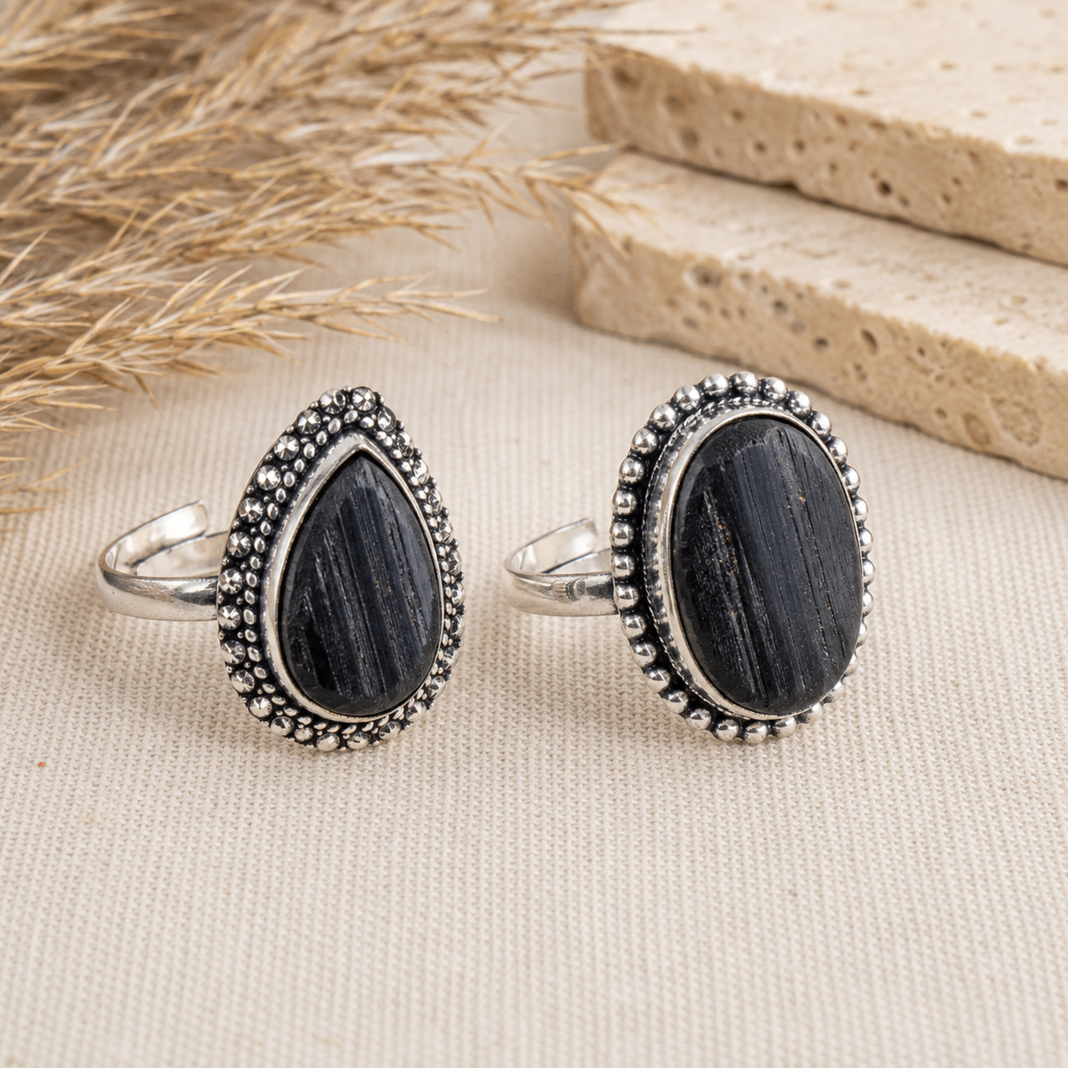 Black tourmaline rings – Gemstone rings Natural Crystal Healing Jewelry Collection