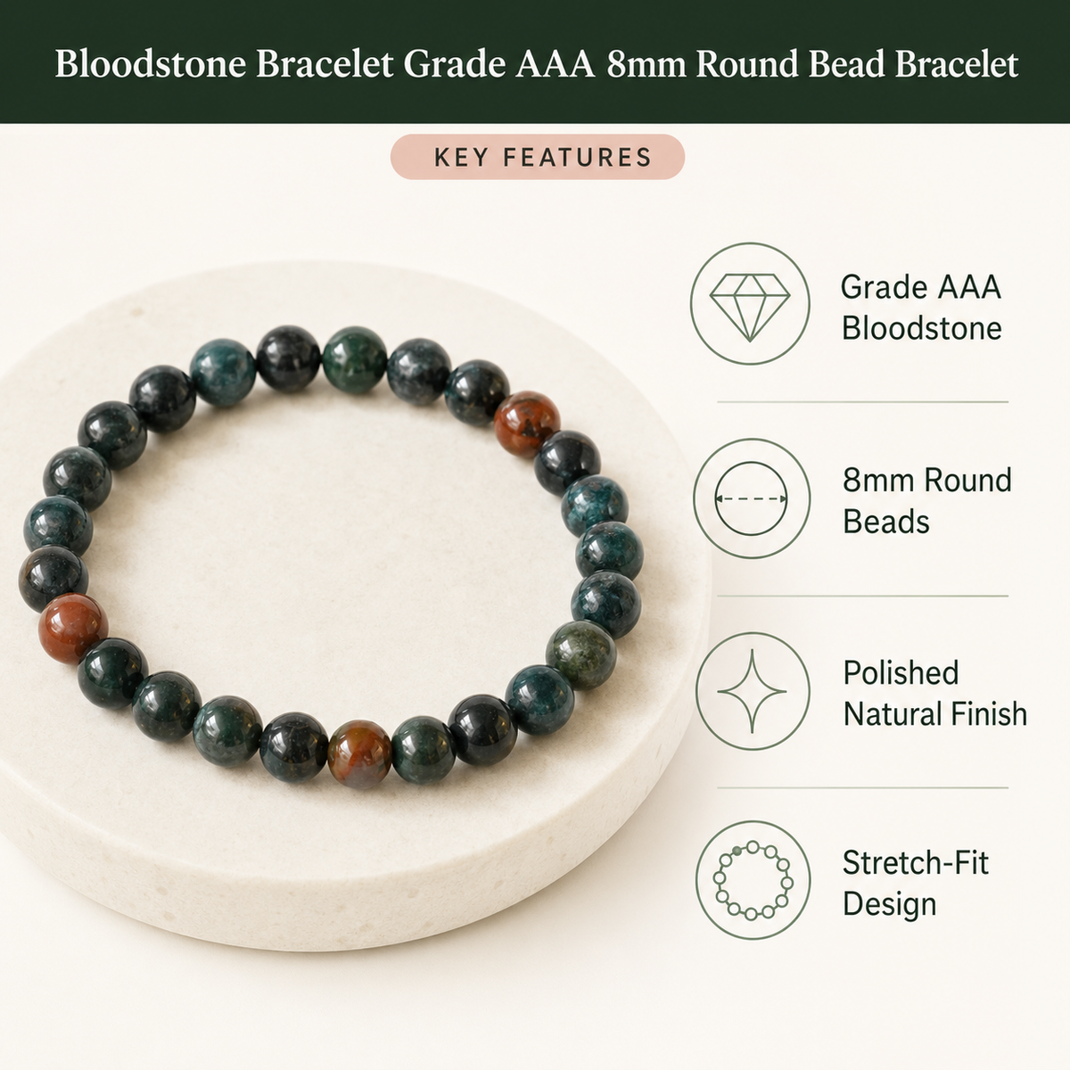 Bloodstone Bracelet | African Bloodstone Bracelet (Altruism and Strength)