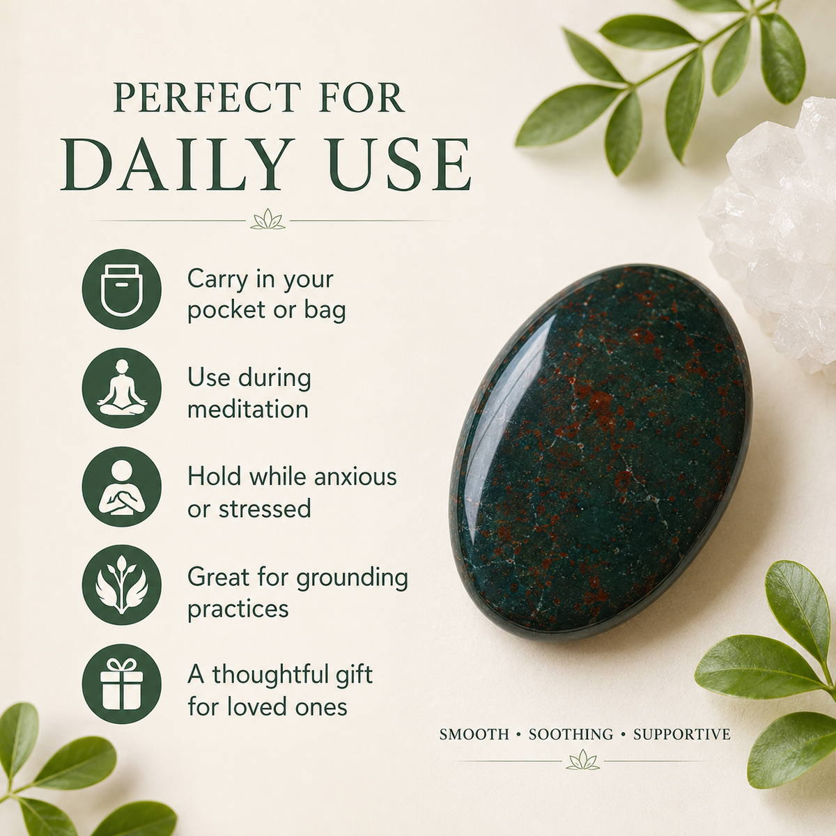 Bloodstone Worry Pocket Stones (Protection and Strength)