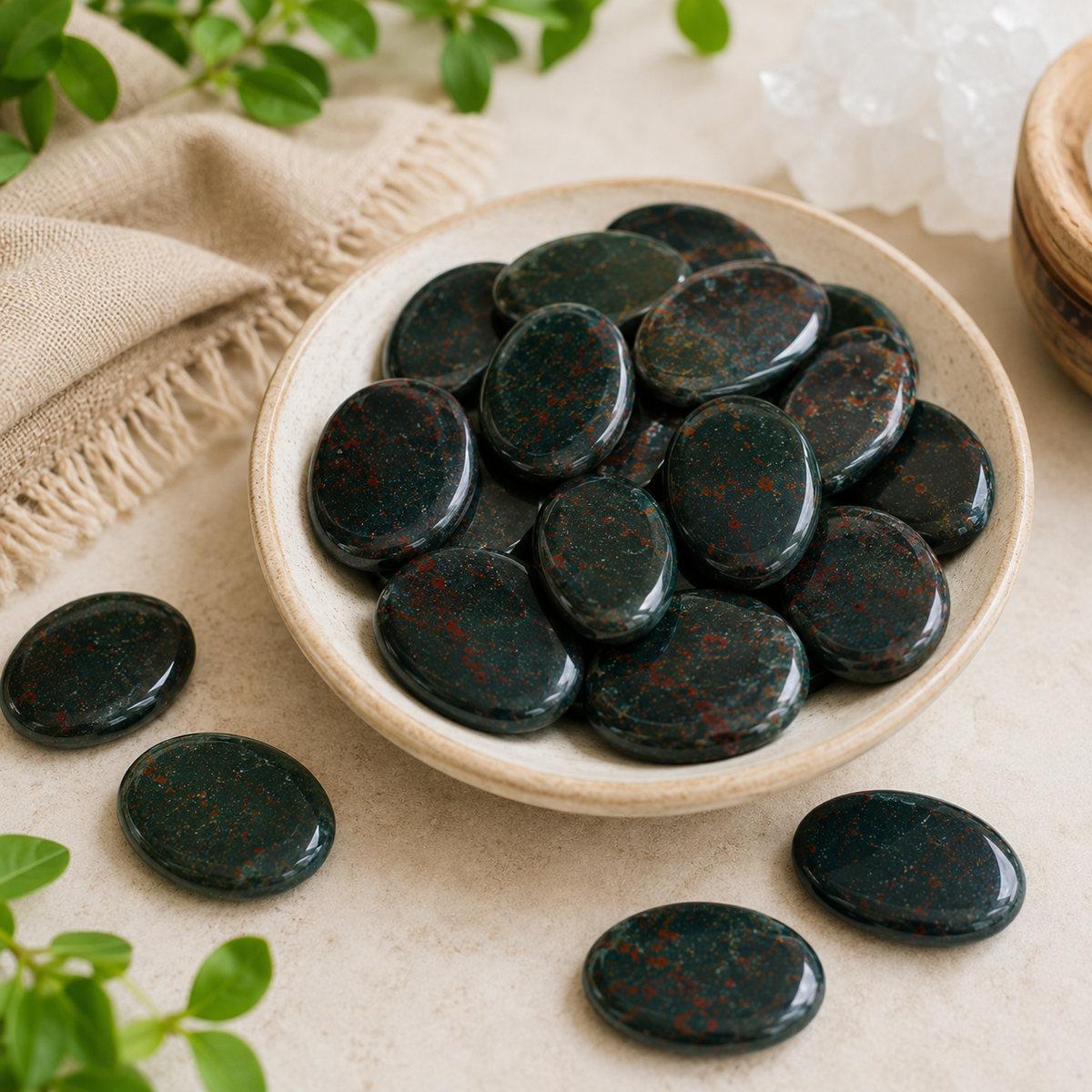 Bloodstone Worry Pocket Stones (Protection and Strength)